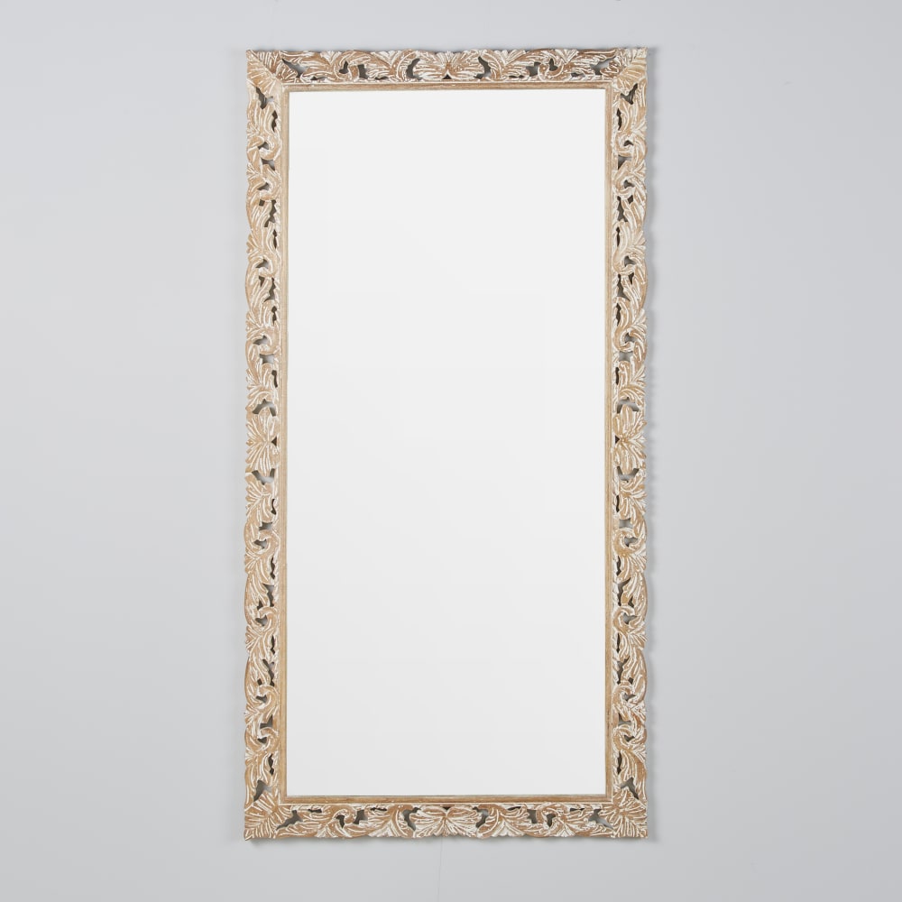 Grand miroir rectangulaire en bois de manguier, 90x180 cm