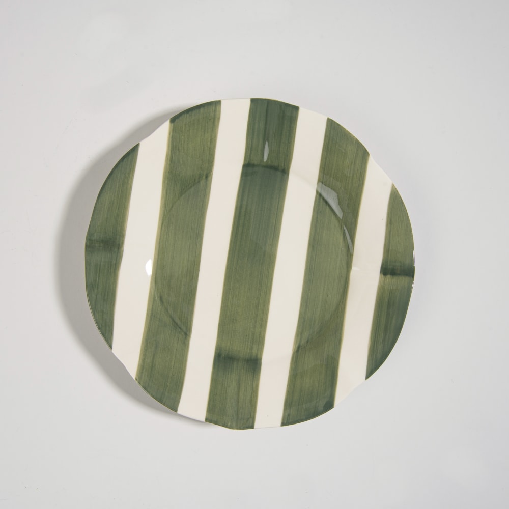 Assiette à dessert en céramique blanche et verte