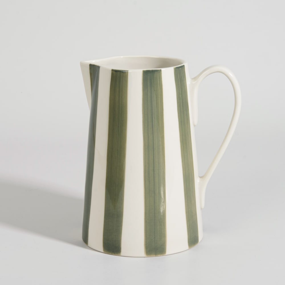 Pichet en céramique blanche et verte 1,8L
