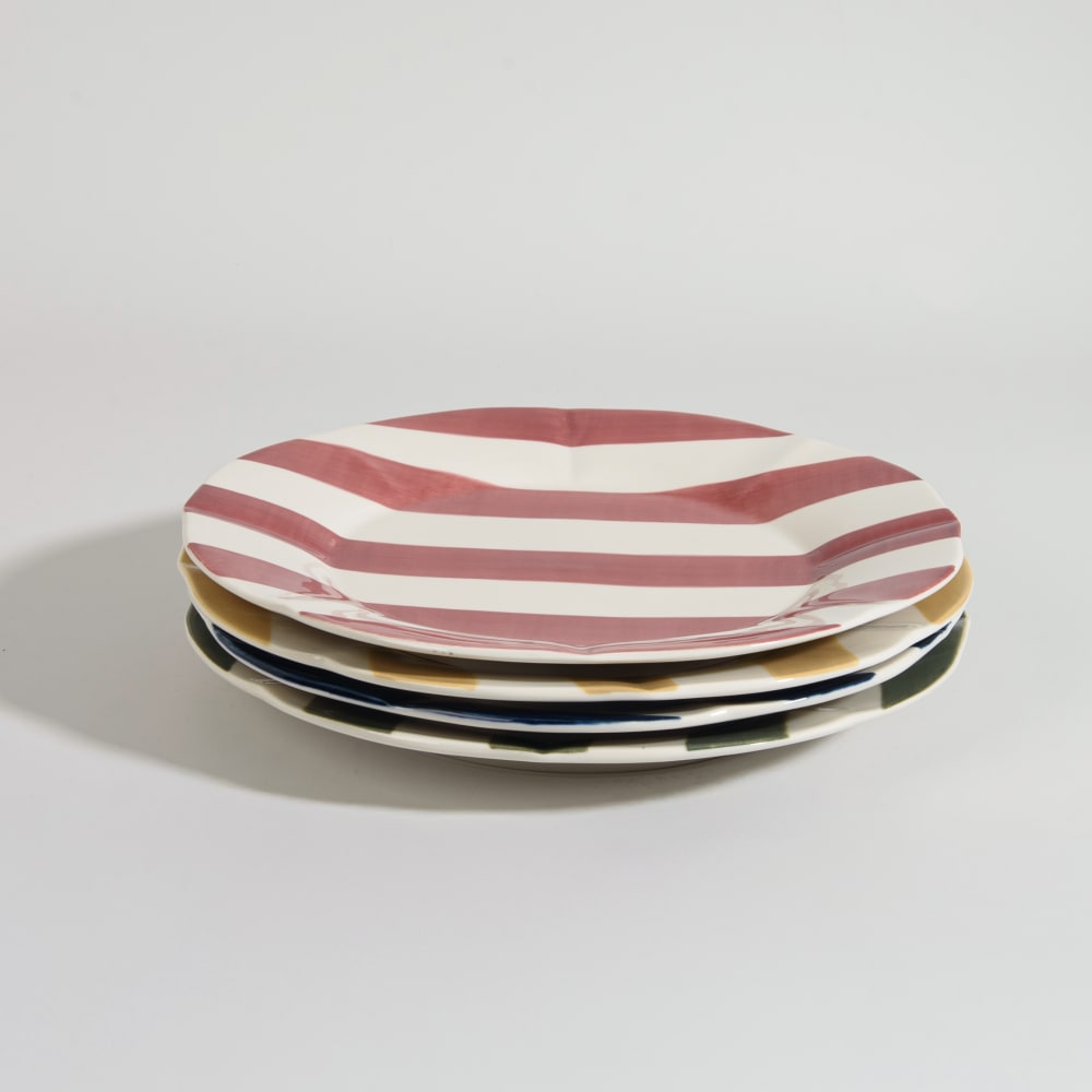 Assiettes plates en céramique multicolore (x4)