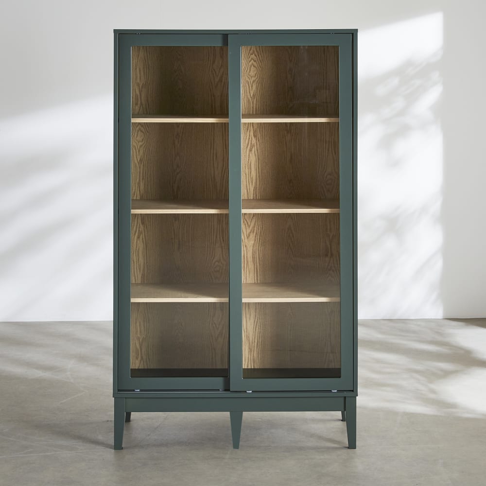 Vitrine 2 portes vert foncé, L90 cm — vue 3
