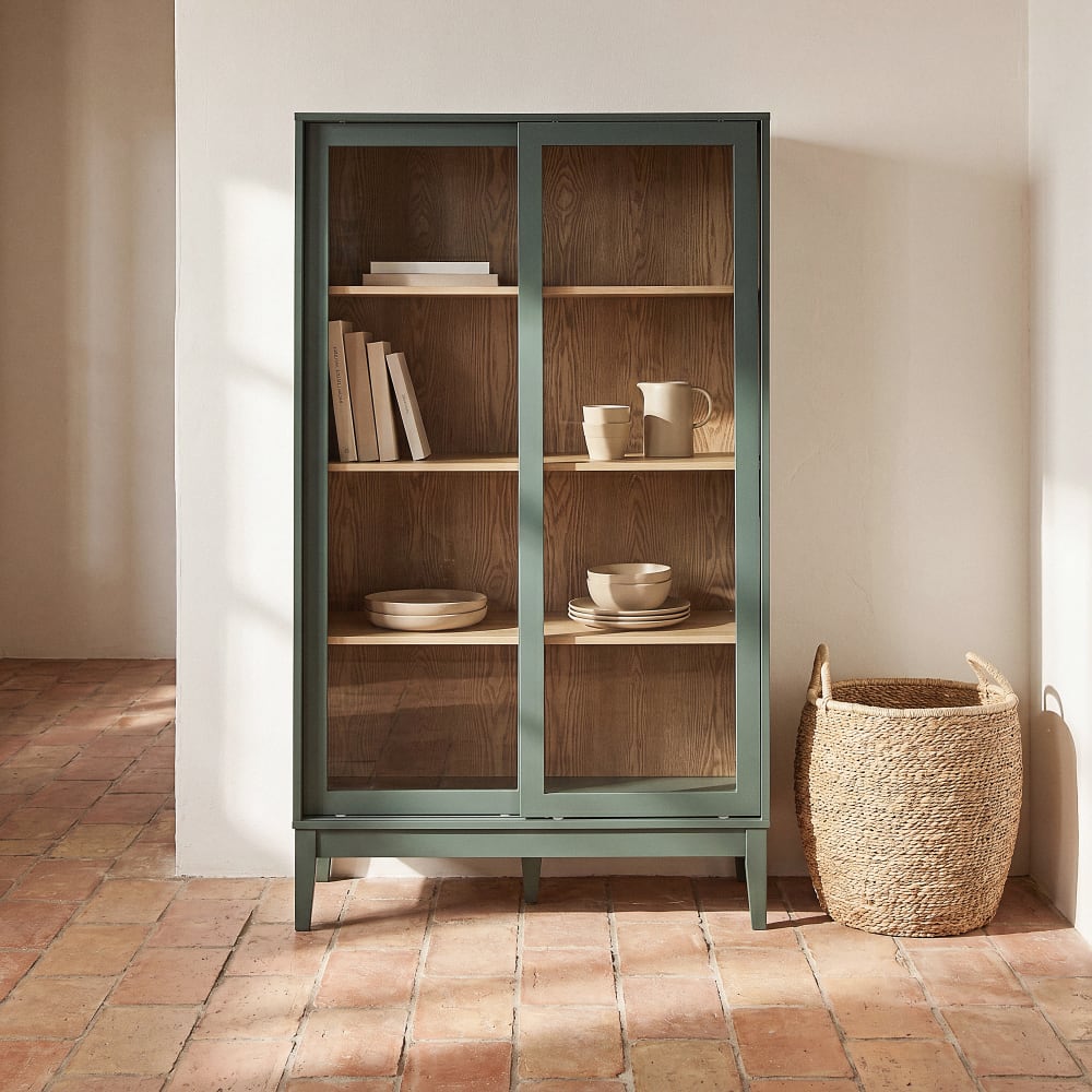 Vitrine 2 portes vert foncé, L90 cm