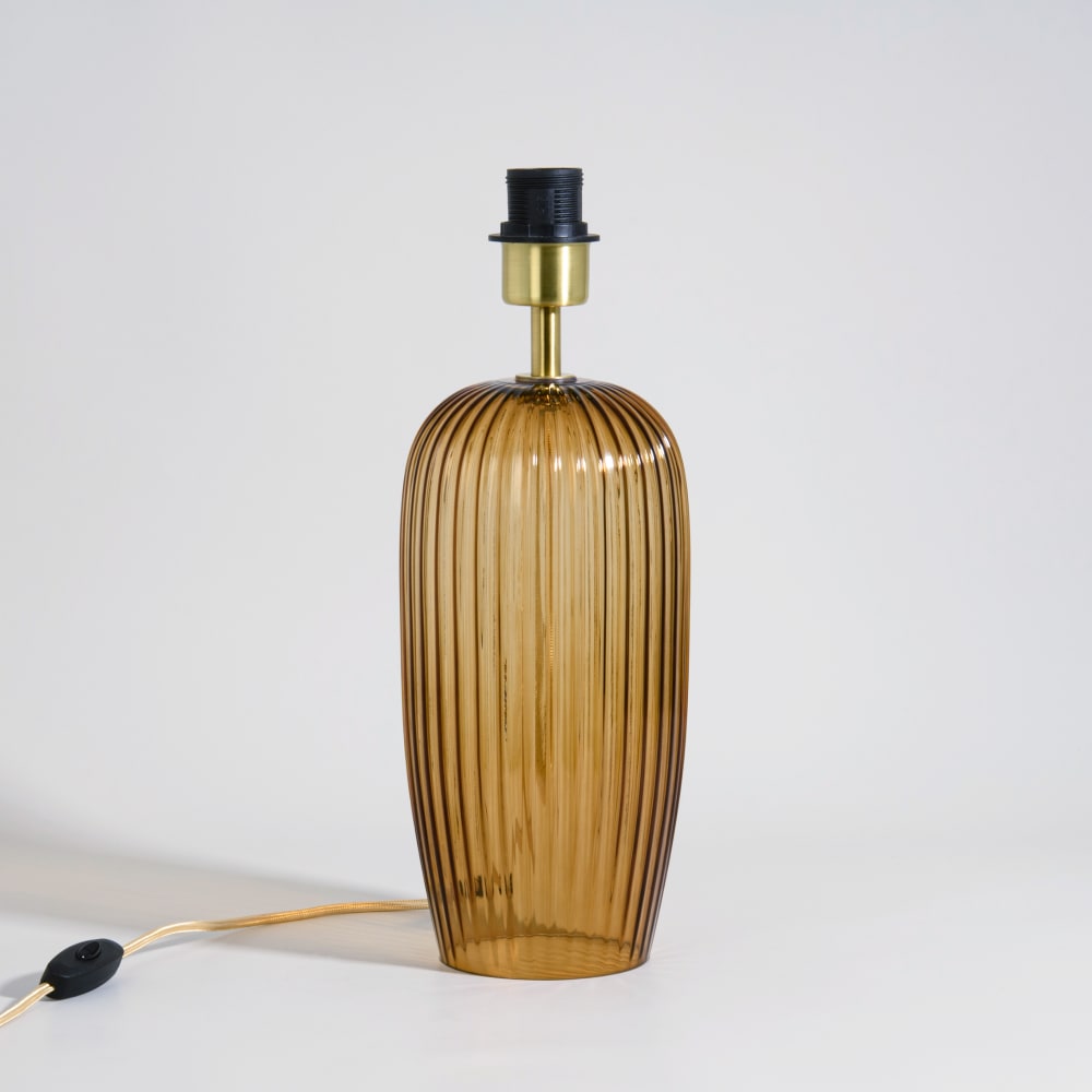 Pied de lampe en verre ambré