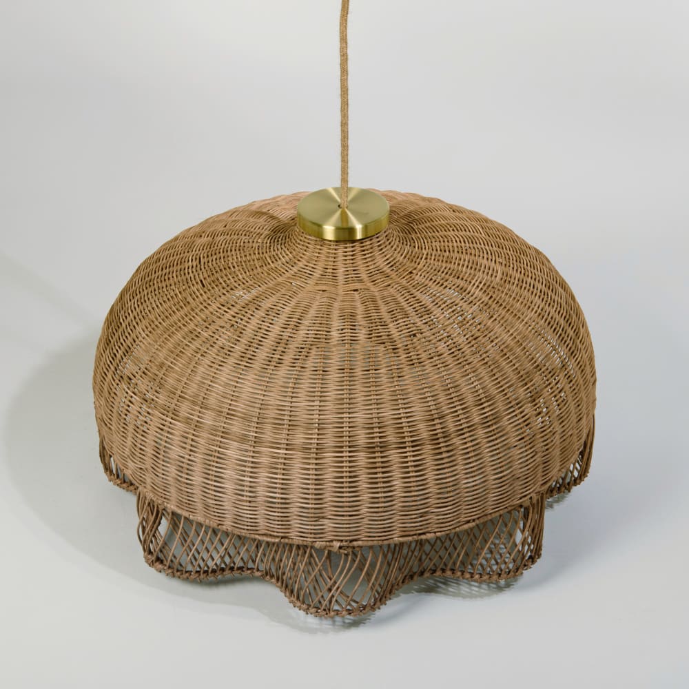 Pendelleuchte aus Rattan und vergoldetem Kupfer - Maisons Du