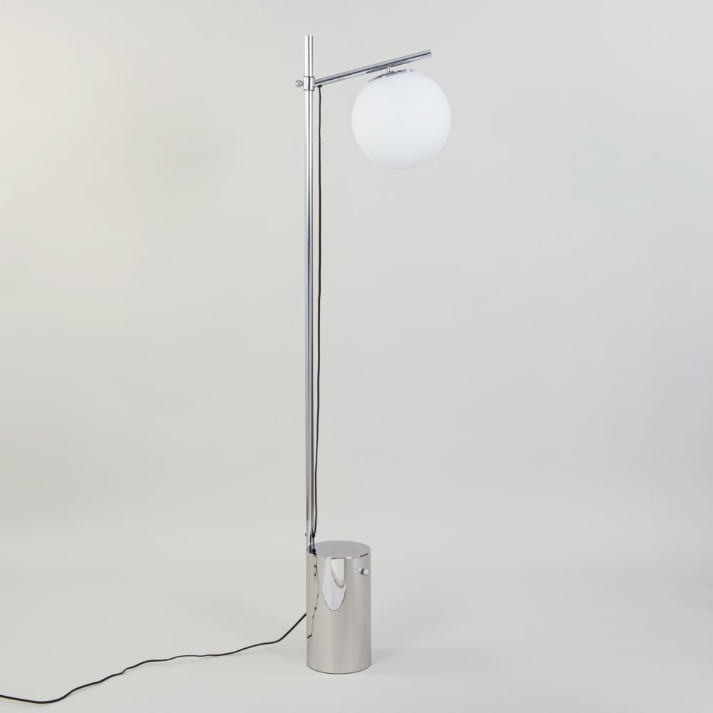 Lampadaire en acier et globe en verre, H160 cm — vue 3