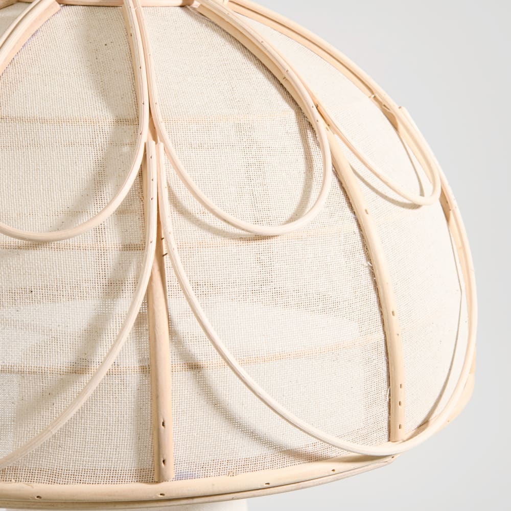 Lampe champignon beige crème et bambou — vue 4