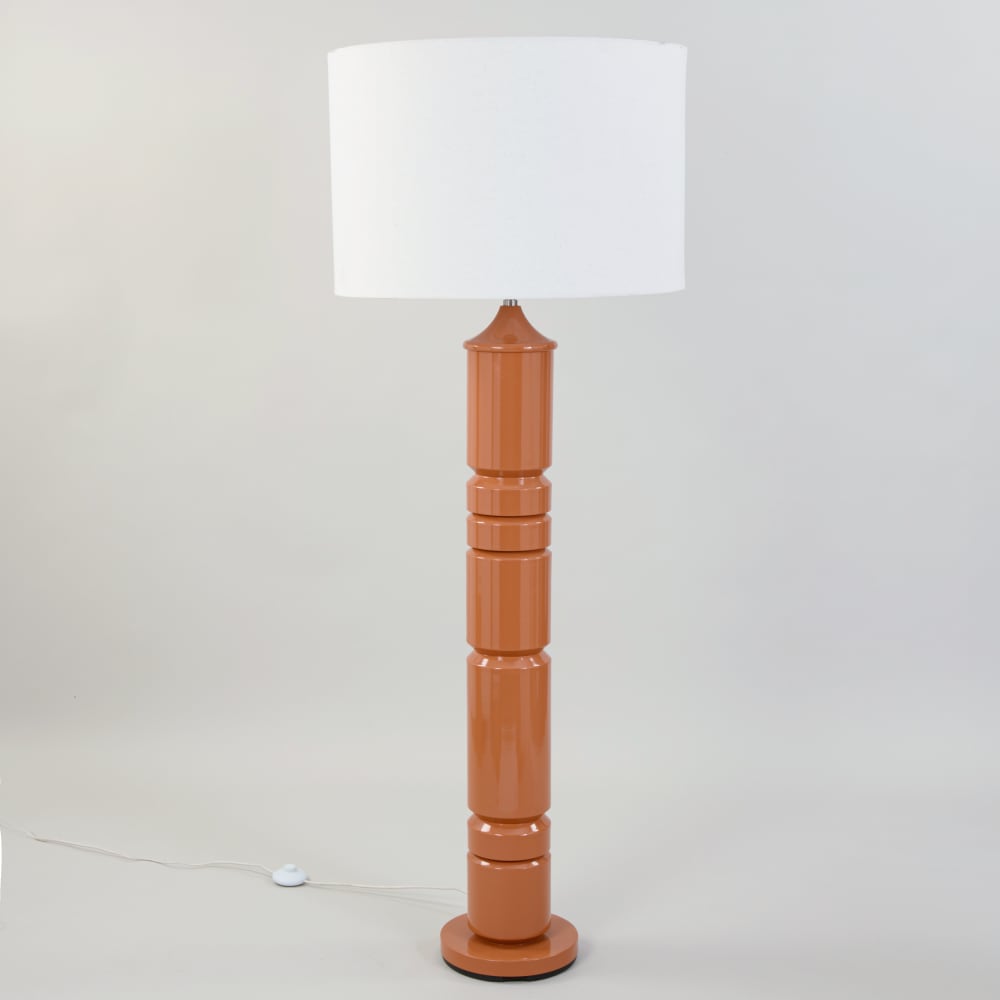 Lampadaire en acier marron et abat-jour crème, H160 cm
