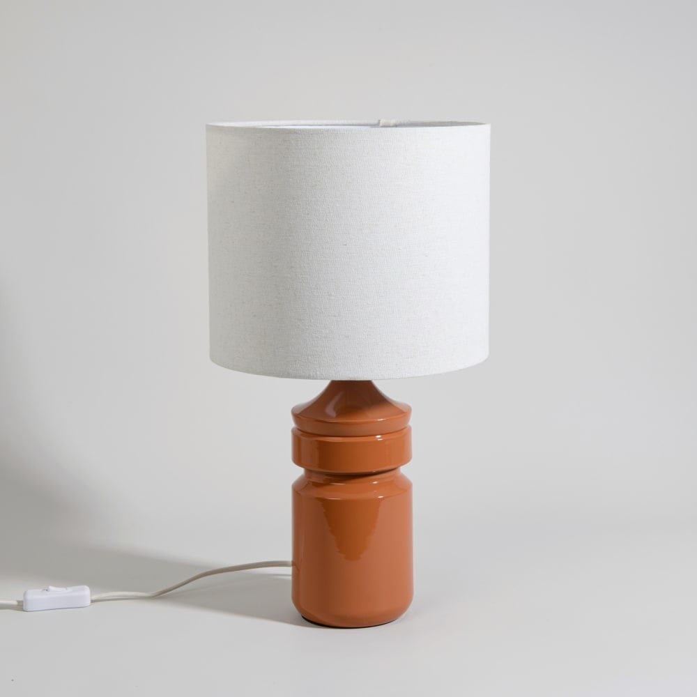 Lampe en acier marron et abat-jour beige crème