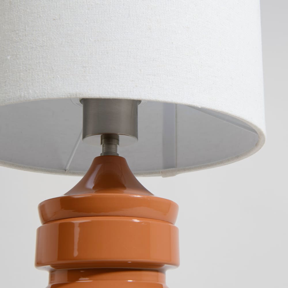 Lampe en acier marron et abat-jour beige crème — vue 3