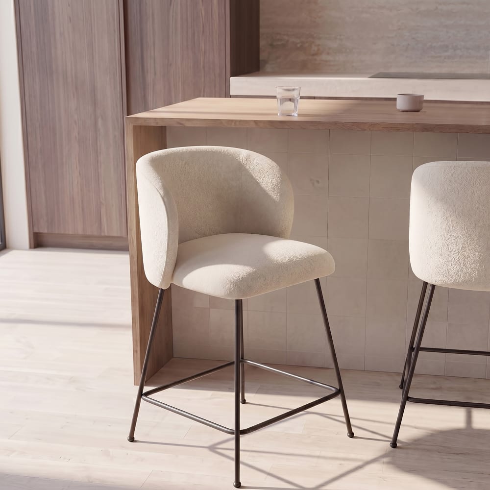 Lot de 2 chaises pour îlot central écrues, H66 cm