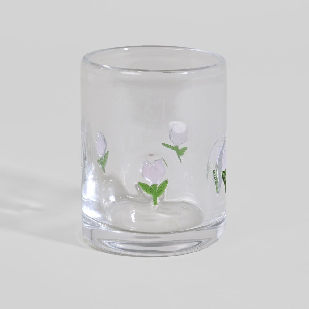Gobelet en verre transparent motif floral