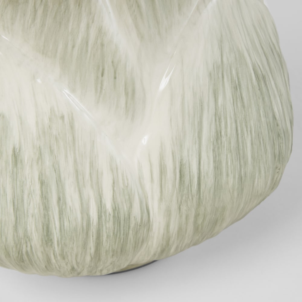 Lampe artichaut en faïence verte et abat-jour beige — vue 3