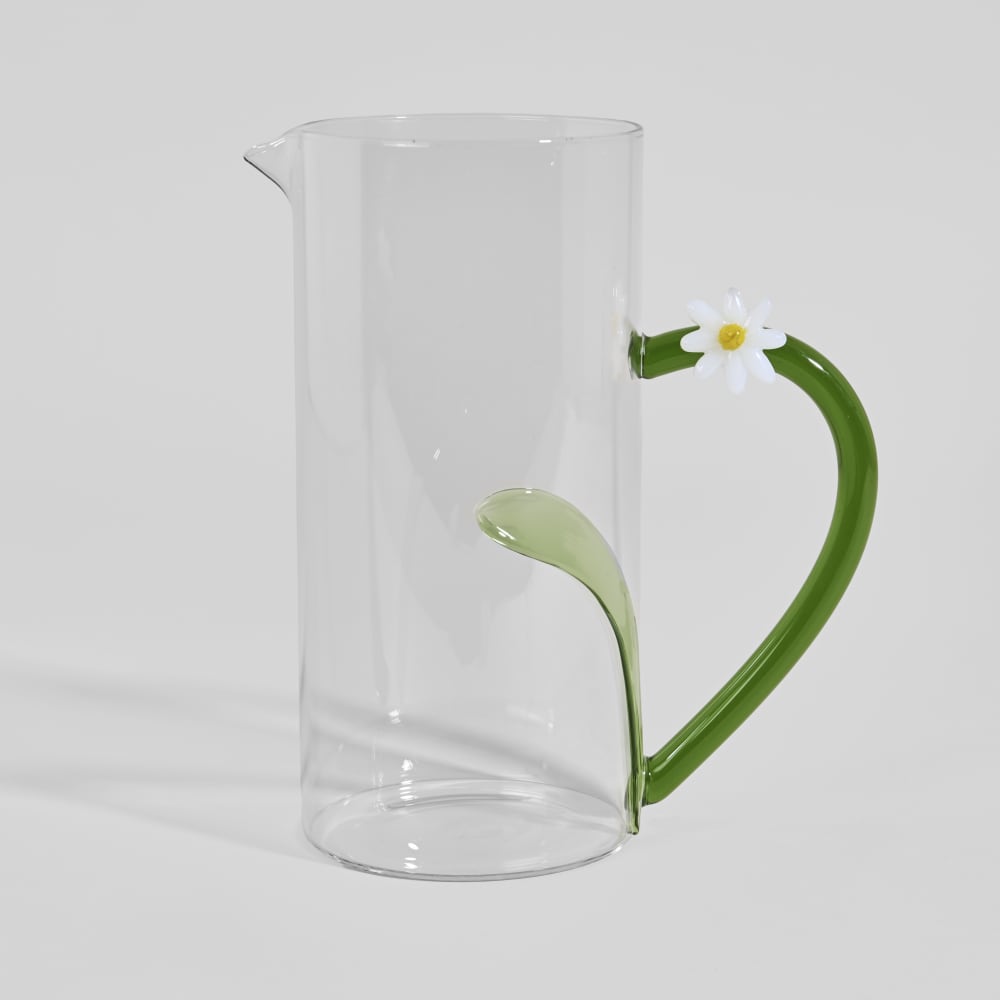Carafe en verre transparent et anse fleur, 1,4L — Beyit