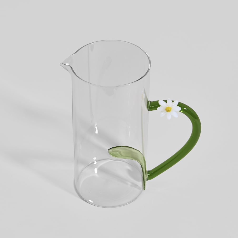 Klare Glaskaraffe mit blumenförmigem Henkel, 1,4 l - Maisons Du