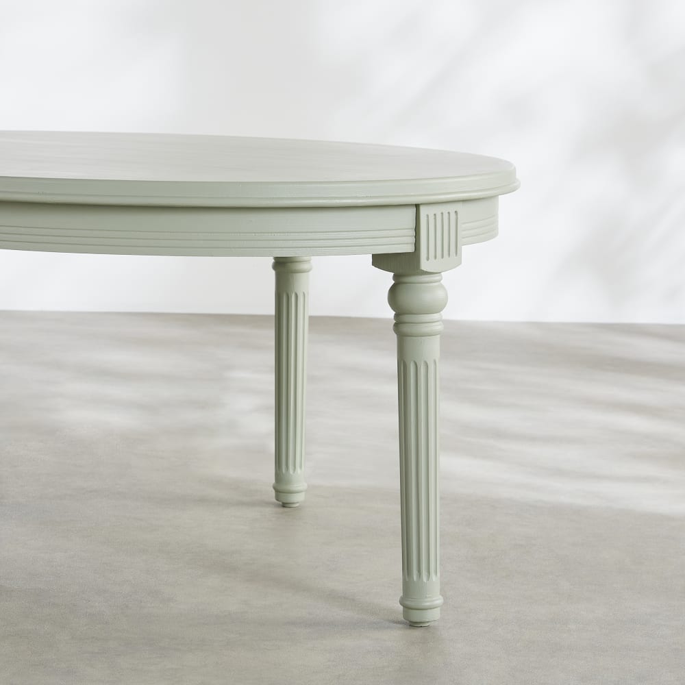 Table basse ovale verte et pieds en bois de pin, L100 cm — vue 4