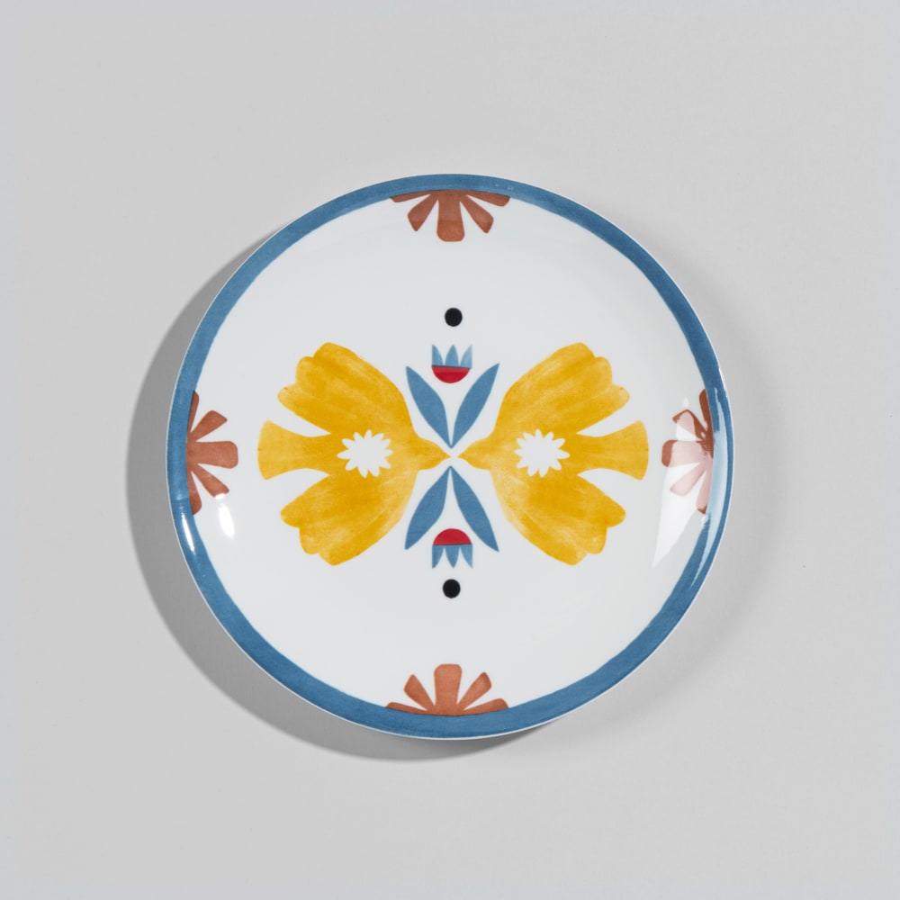 Assisette à dessert motifs oiseaux en grès multicolore