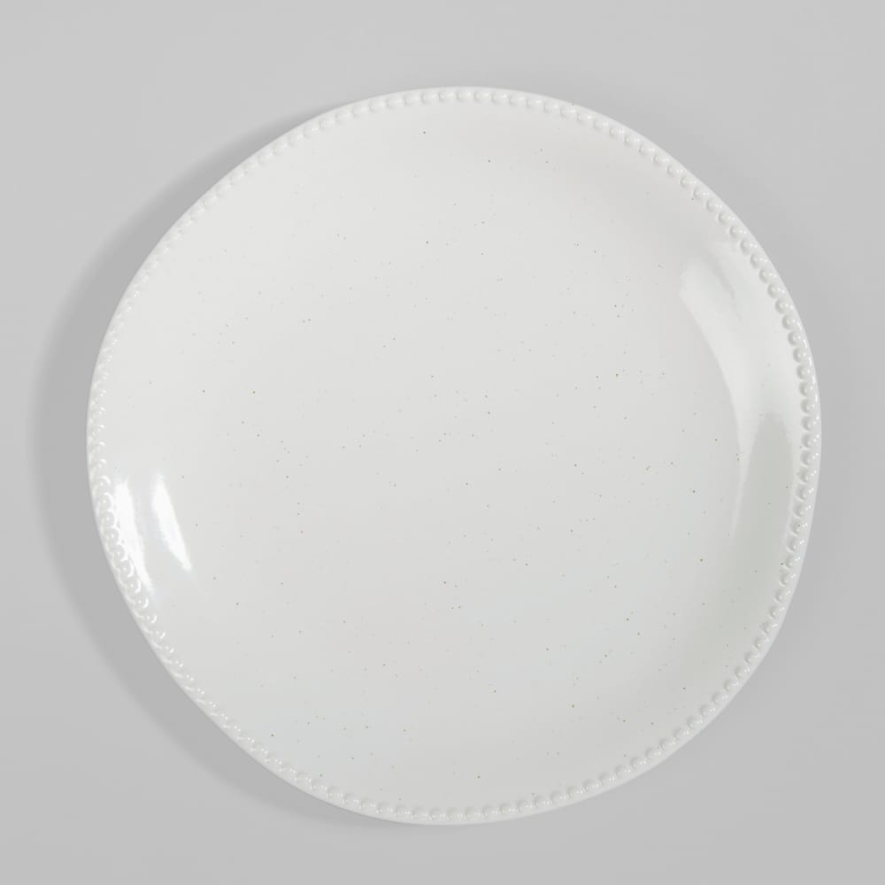 Assisette plate en céramique blanche et bord perlé