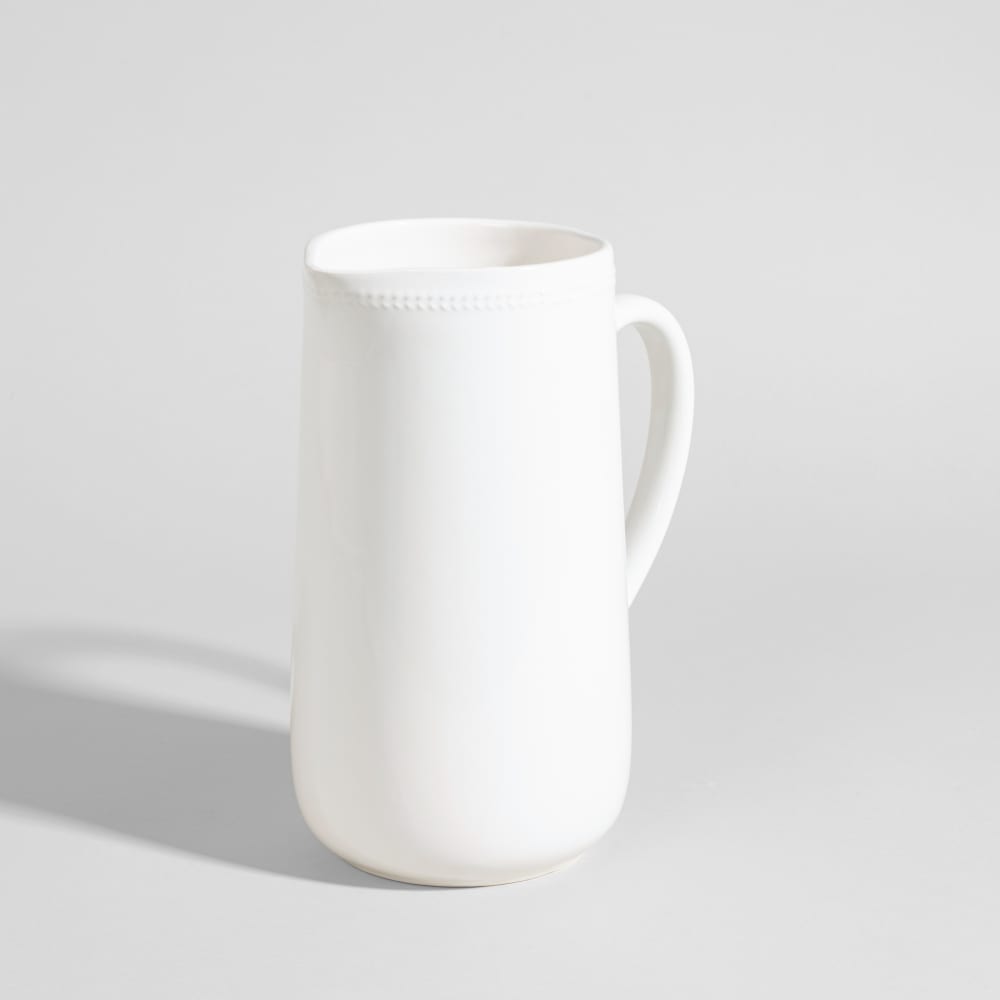 Weißer Keramikkrug mit geprägtem Rand, 1,45 l - Maisons Du Monde