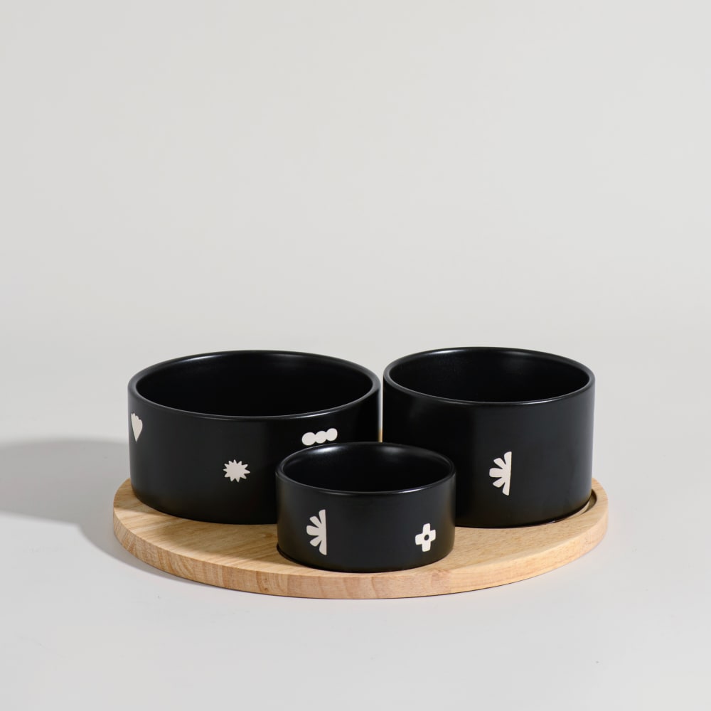 Coupelles apéritives (x3) en grès noir à motifs