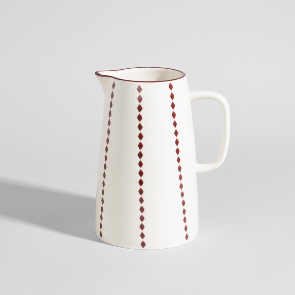 Pichet en céramique blanche à motifs, 1,65L
