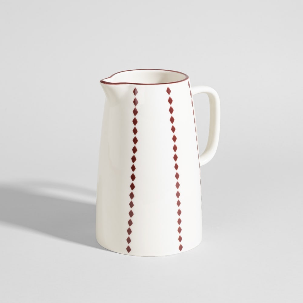 Weißer Keramikkrug mit Muster, 1,65 l - Maisons Du Monde