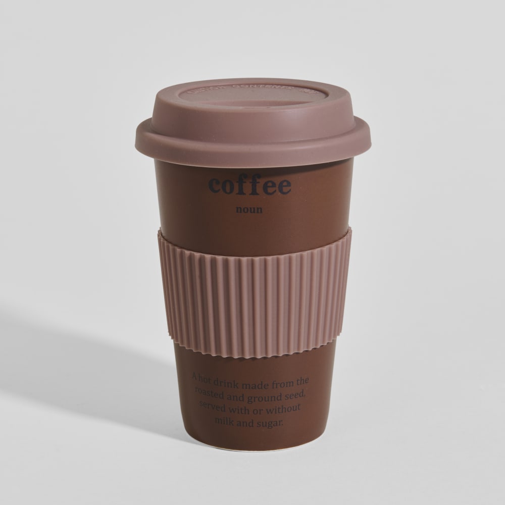 Mug de voyage en porcelaine et silicone marron