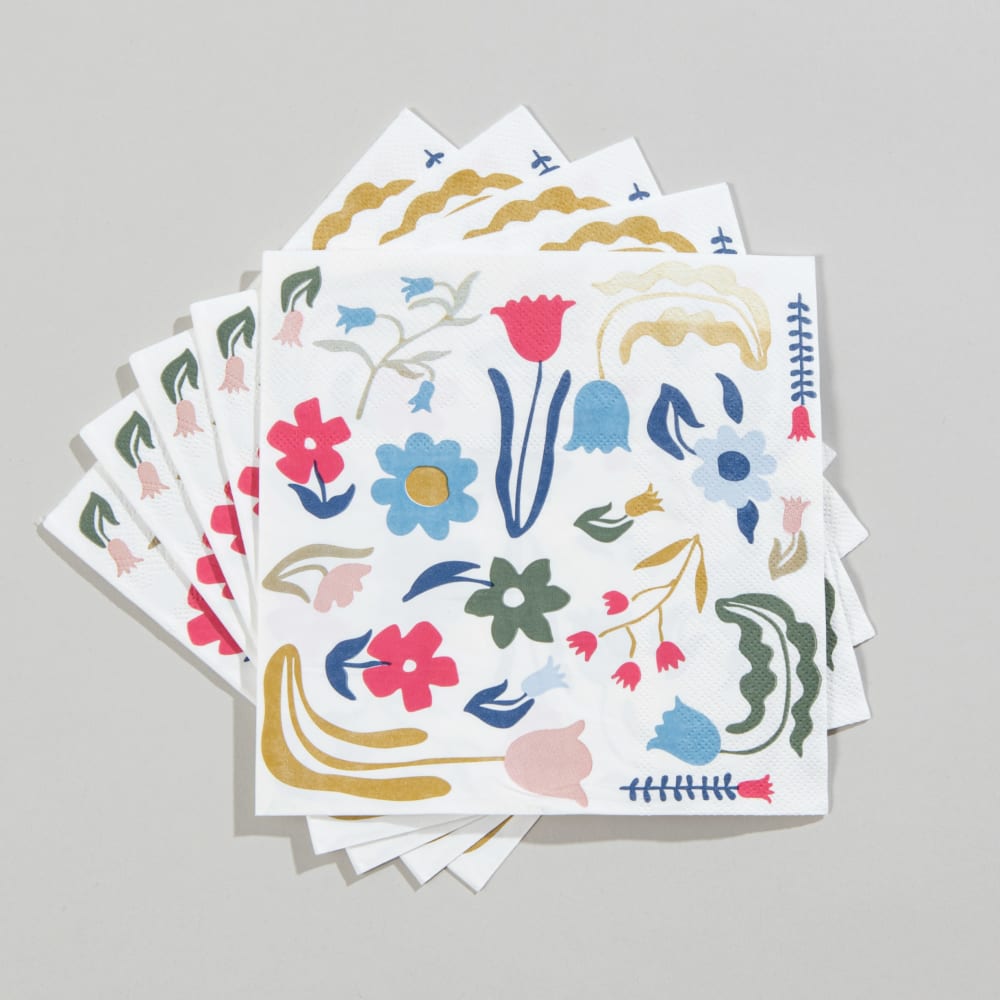 Serviettes en papier motifs fleurs multicolores (x20)