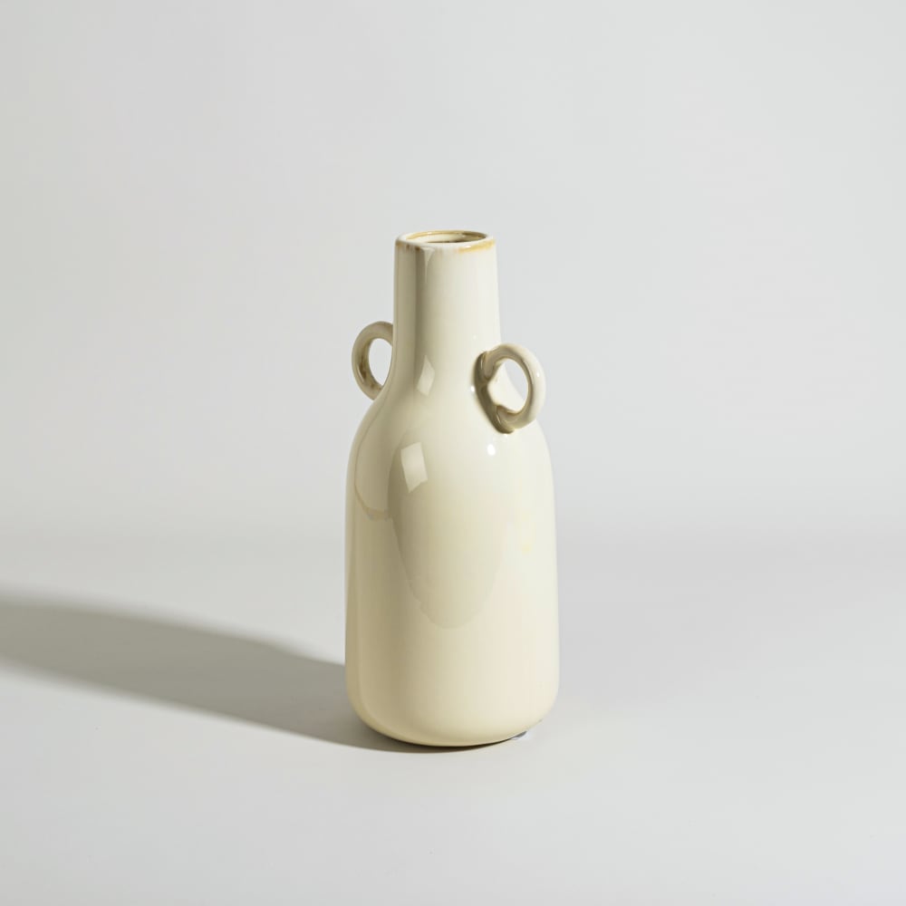 Vase avec anses en grès blanc cassé, H29 cm — vue 3
