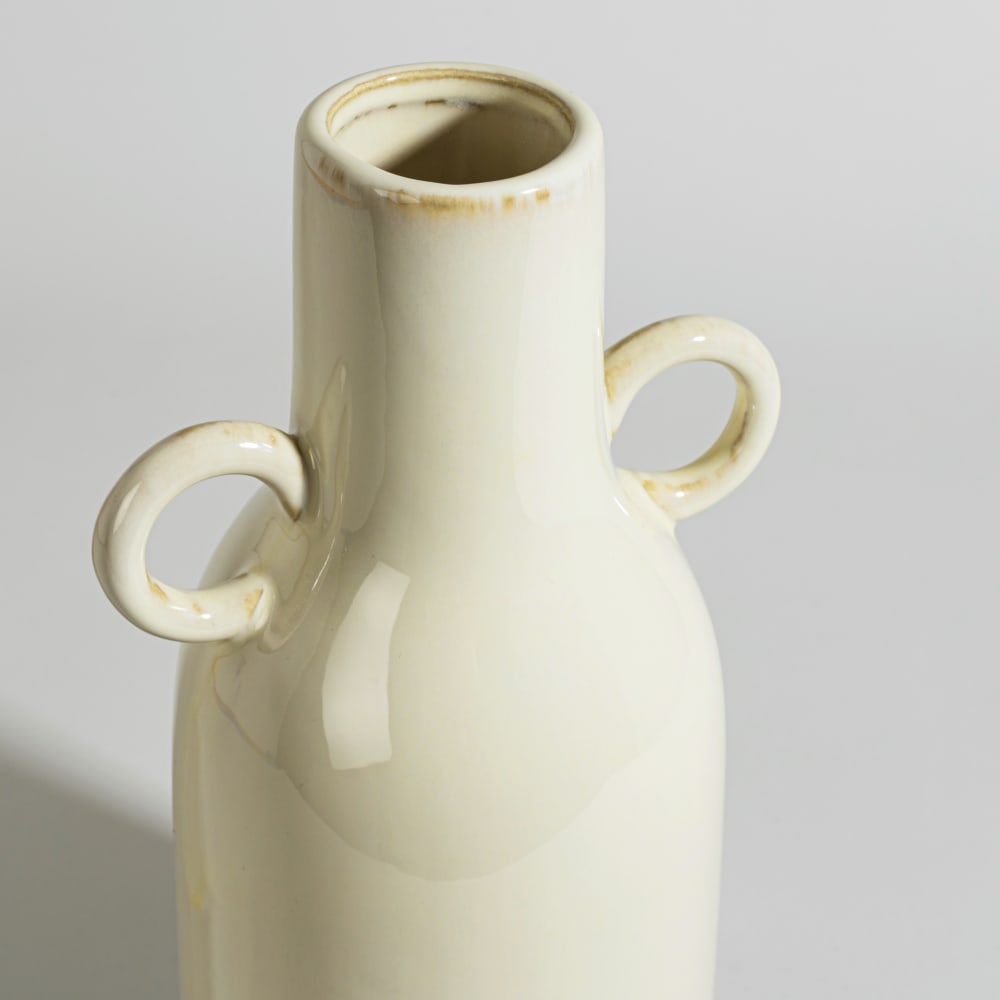 Vase avec anses en grès blanc cassé, H29 cm — vue 4