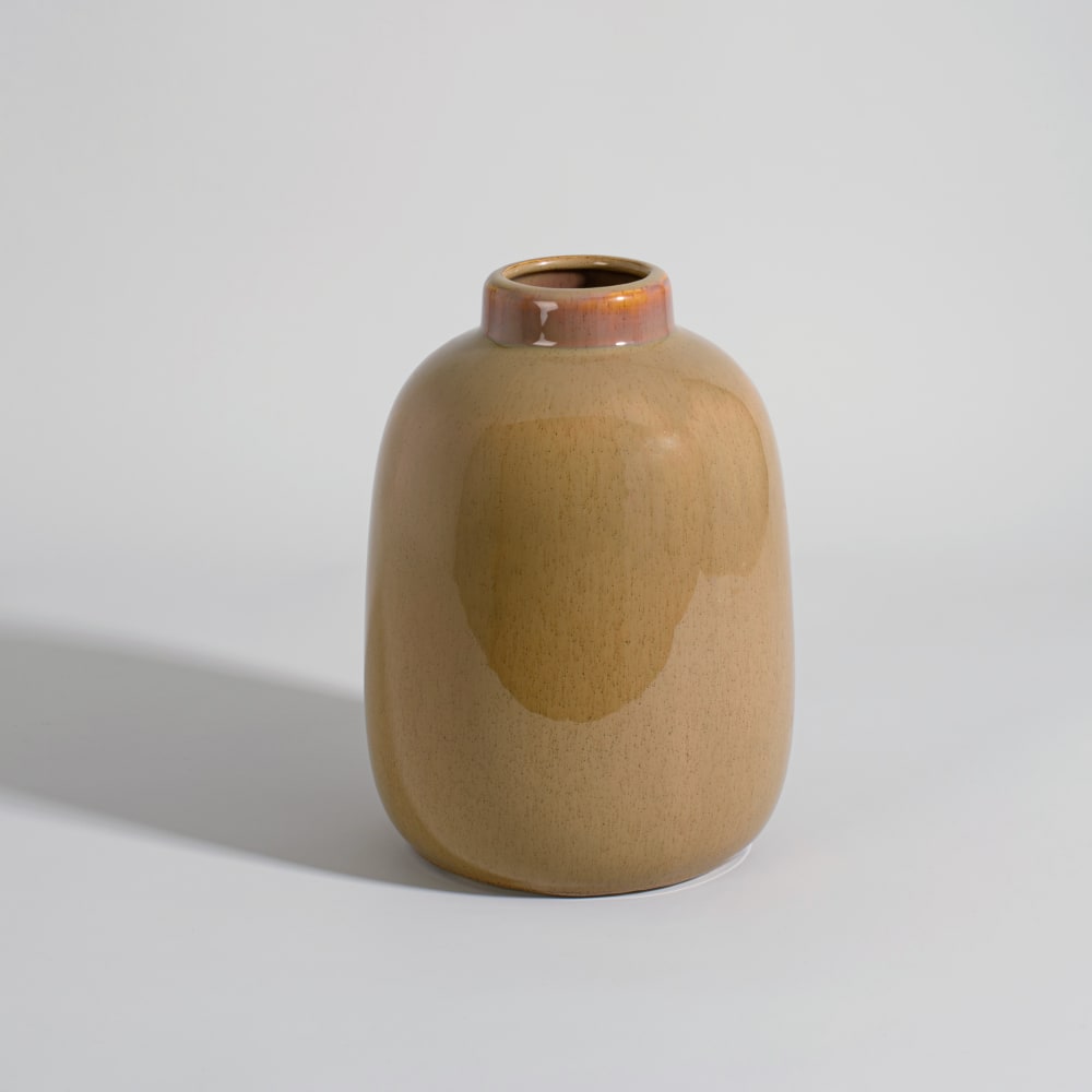 Vase en grès jaune, H24 cm