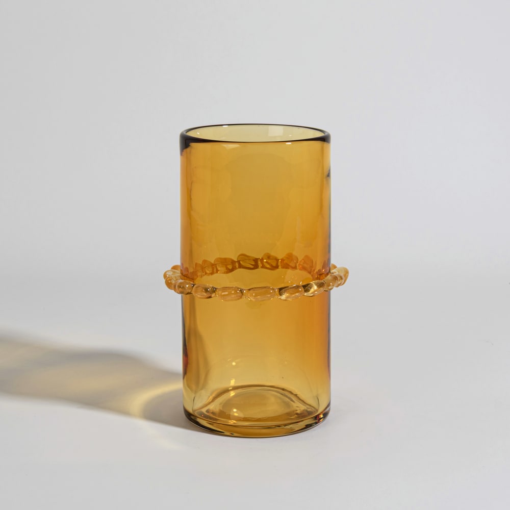 Vase en verre jaune moutarde, H20 cm