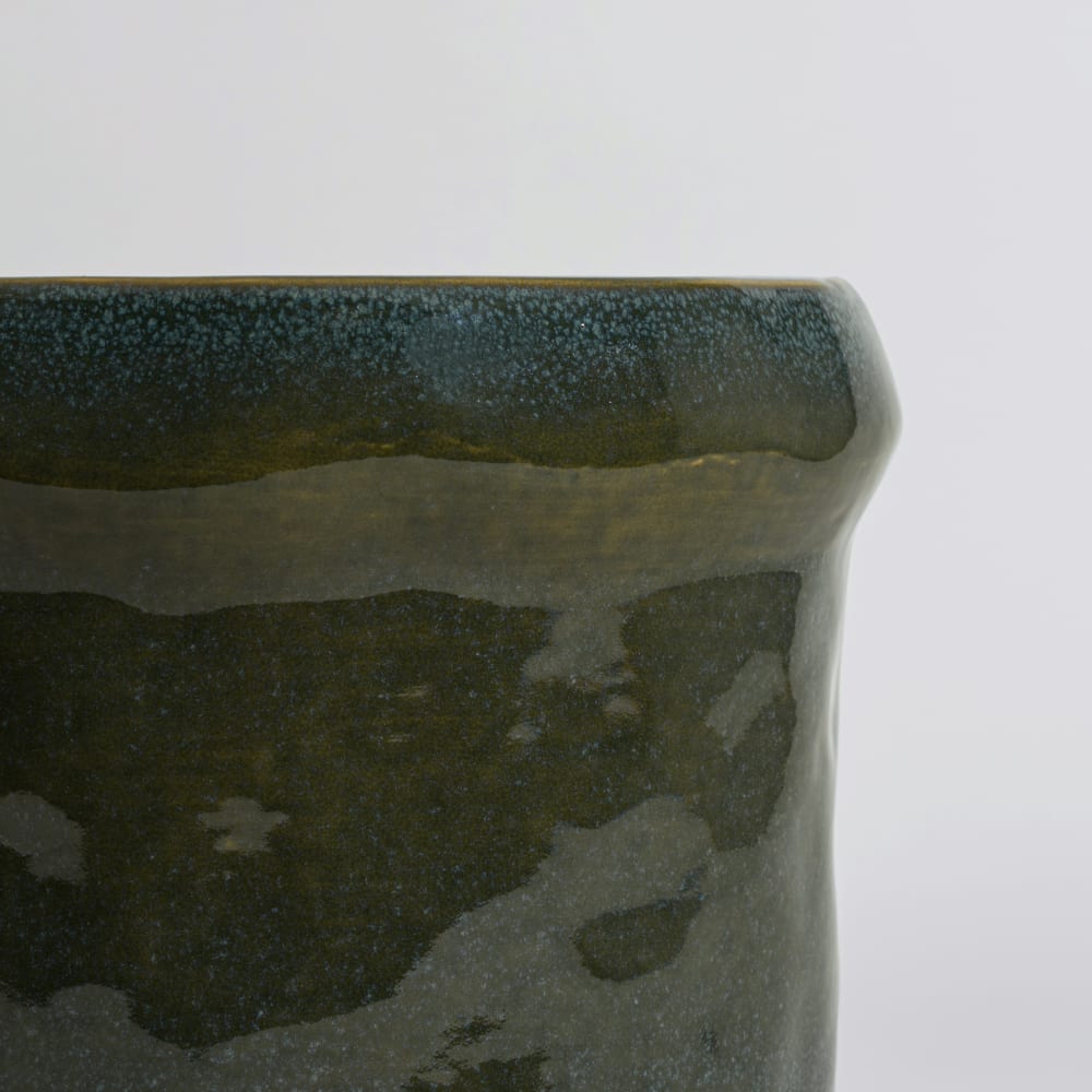 Cache-pot en grès vert, H20 cm — vue 4