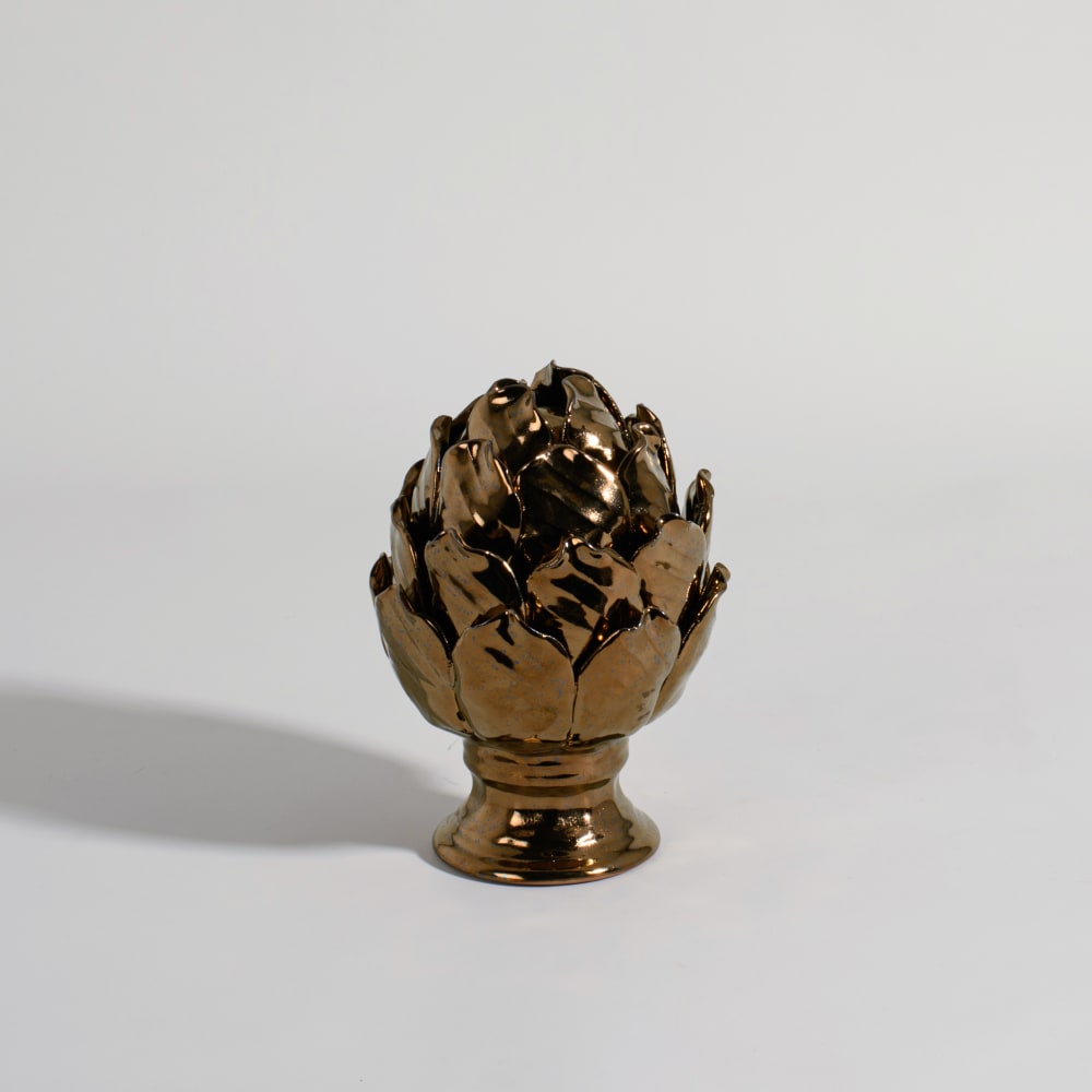 figura decorativa de pina en porcelana color bronce 18 cm