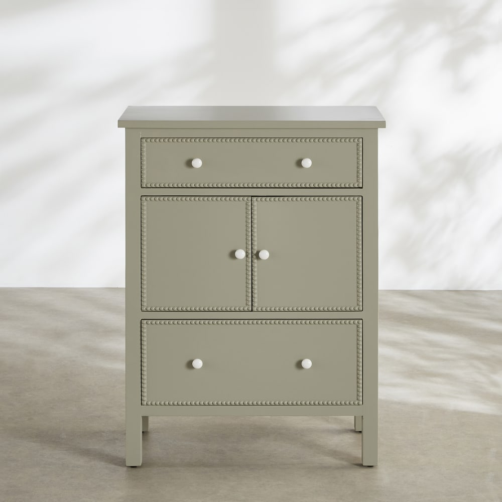 Chiffonnier 2 tiroirs 2 portes vert sauge, L75 cm — Beyit