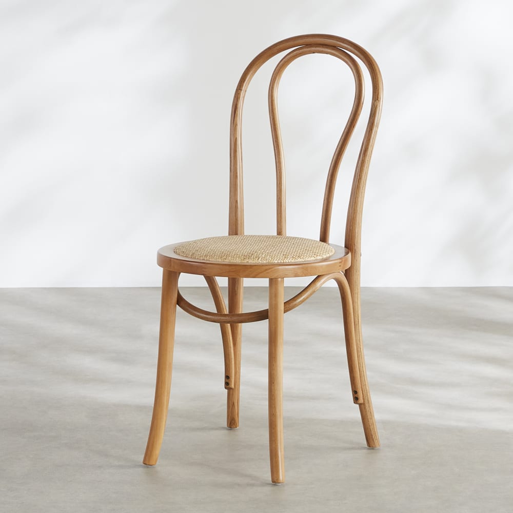 Bistro-Stuhl aus massivem Buchenholz und Rattan - Maisons Du