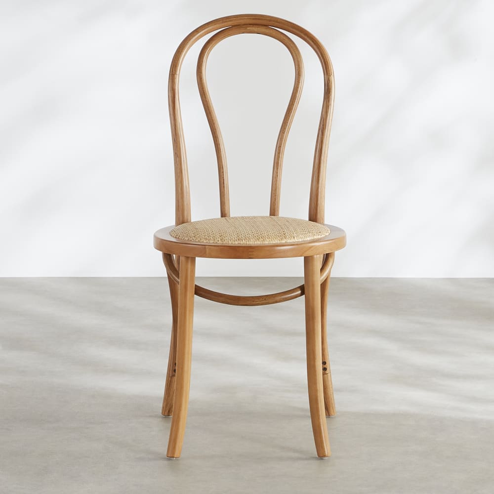 Chaise bistrot en bois de hêtre massif et rotin — vue 4