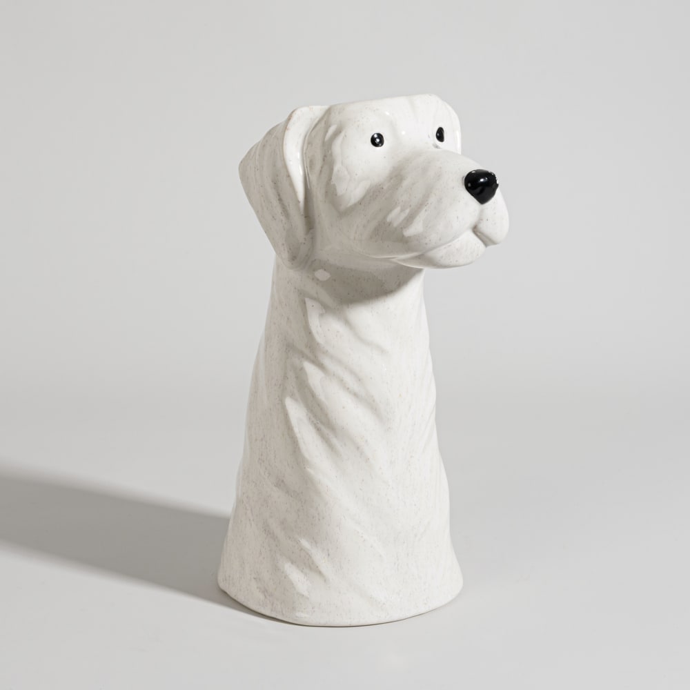 Vase chien en grès blanc, H30 cm — Beyit