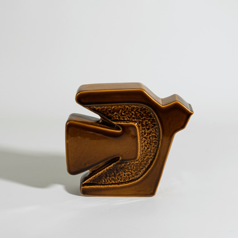 Statuette oiseau en grès marron, H20 cm — Beyit