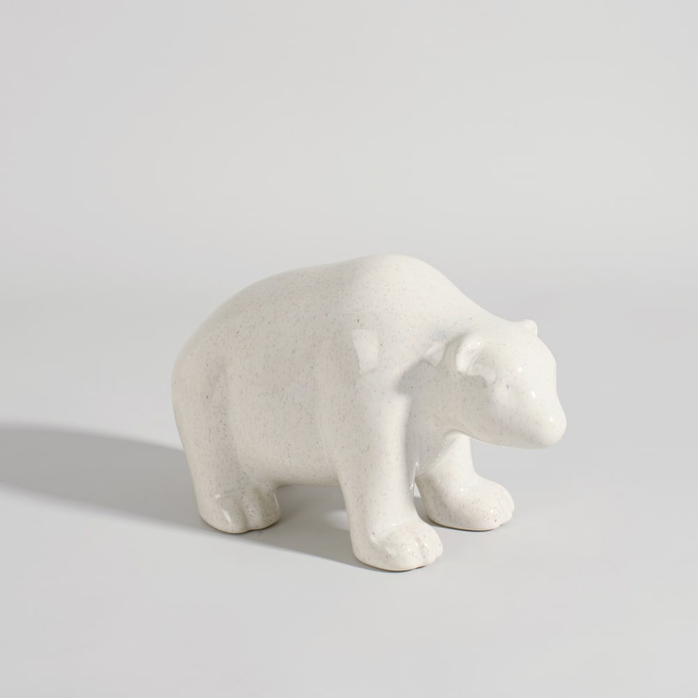 Statuette ours en grès blanc, H16 cm — Beyit