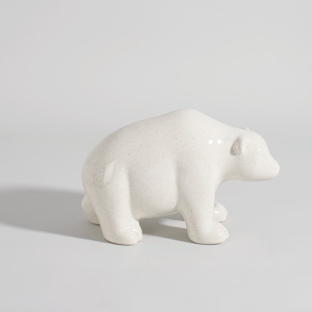 Bärenfigur aus weißem Sandstein, Höhe 16 cm - Maisons Du Monde