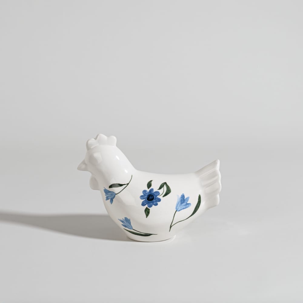 Statuette pour en faïence blanche et bleue, H14 cm — Beyit