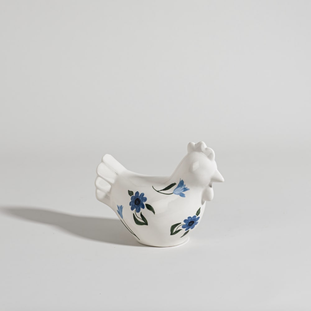 Weiße und blaue Steingutfigur, H 14 cm - Maisons Du Monde