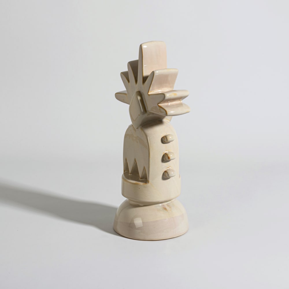 Totemfigur aus beigefarbenem Sandstein, H 30 cm - Maisons Du