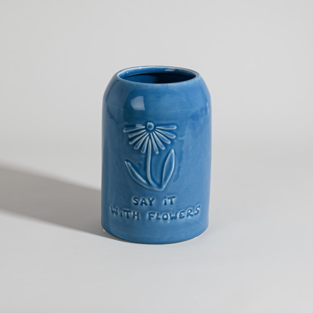 Vase en grès bleu, H20 cm