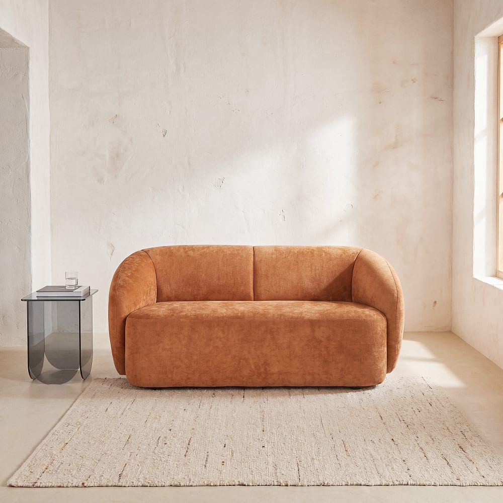 Banquette 2 places marron cannelle