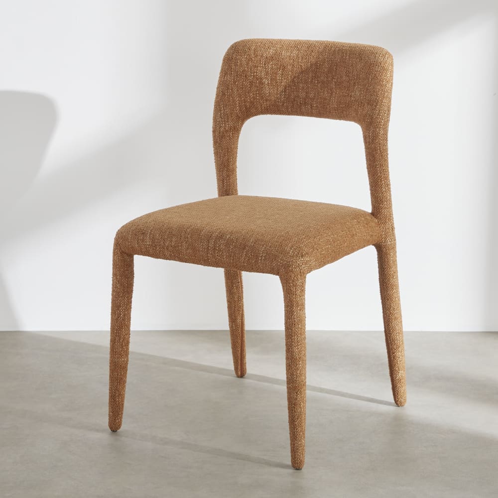 Chaise en tissu polyester tramé ocre — vue 3