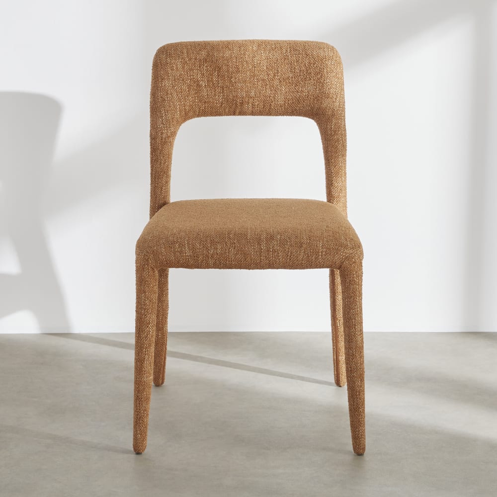 Chaise en tissu polyester tramé ocre — vue 4