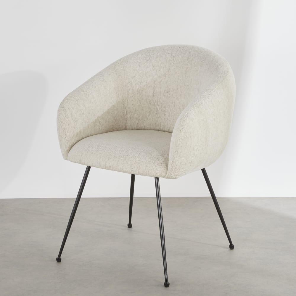 Fauteuil de table beige et pieds en acier noir — vue 3