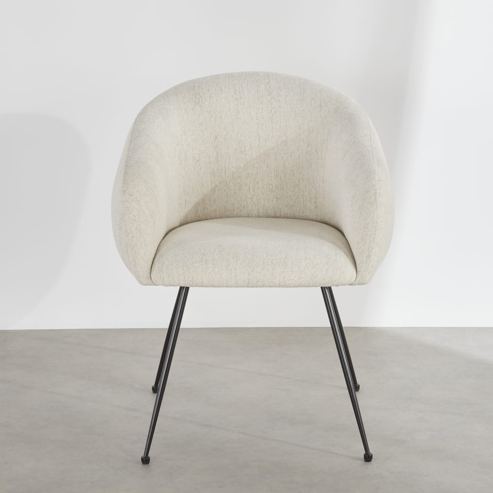Fauteuil de table beige et pieds en acier noir — vue 4