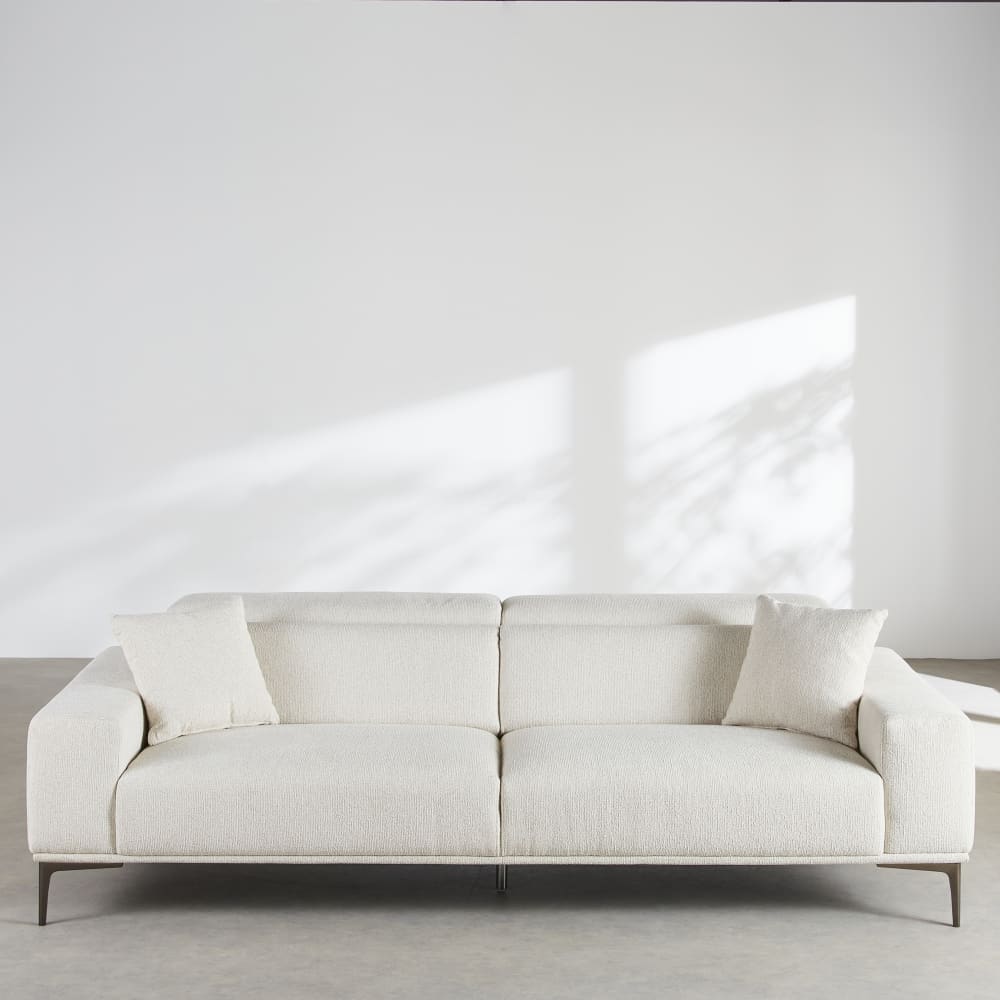 Canapé 3 places en tissu polyester tramé beige — vue 3